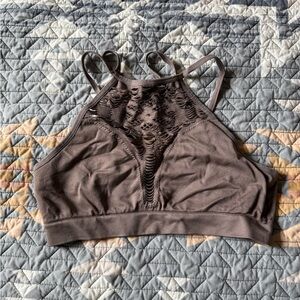 Lace Detail Bralette - taupe